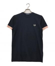 FRED PERRY（フレッドペリー）の古着「Striped Cuff T-Shirt」｜ネイビー