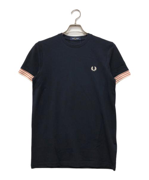 FRED PERRY（フレッドペリー）FRED PERRY (フレッドペリー) Striped Cuff T-Shirt ネイビー サイズ:Sの古着・服飾アイテム