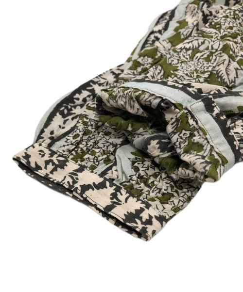 45R（フォーティファイブ・アール）45R (フォーティファイブ・アール) インドストライプフラワーブロックプリントのスモックブラウス グリーン サイズ:FREEの古着・服飾アイテム