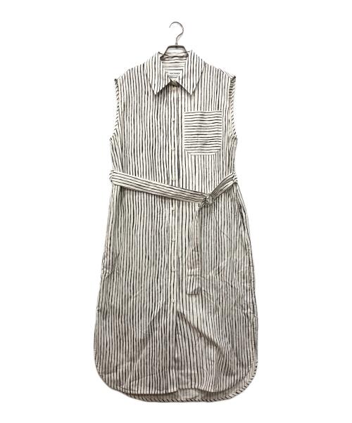 marimekko（マリメッコ）marimekko (マリメッコ) SIMPPELI AITA ストライプシャツワンピース ホワイト×ブラック サイズ:36 未使用品の古着・服飾アイテム