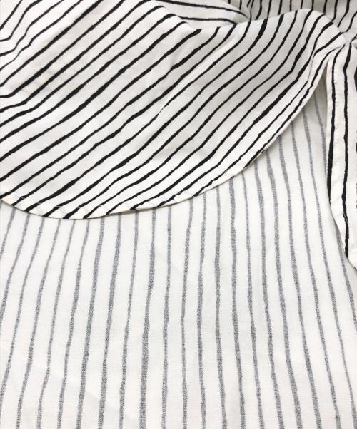 marimekko（マリメッコ）marimekko (マリメッコ) SIMPPELI AITA ストライプシャツワンピース ホワイト×ブラック サイズ:36 未使用品の古着・服飾アイテム