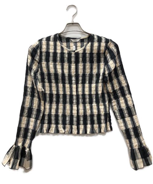 CLANE（クラネ）CLANE (クラネ) SHIRRING DESIGN BLOUSE（シャーリングデザインブラウス） ベージュ サイズ:2 未使用品の古着・服飾アイテム