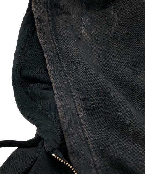 DIESEL（ディーゼル）DIESEL (ディーゼル) ダメージ加工ジップパーカー ブラック サイズ:XSの古着・服飾アイテム