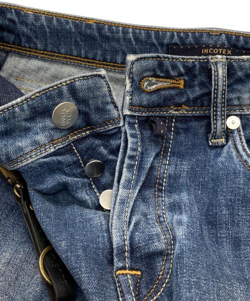 INCOTEX BLUE DIVISION（インコテックスブルーディヴィジョン）INCOTEX BLUE DIVISION (インコテックスブルーディヴィジョン) ウォッシュドスリムテーパードストレッチクロップドデニム ブルー サイズ:29の古着・服飾アイテム