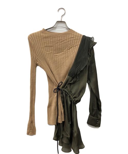 sacai（サカイ）sacai (サカイ) ドッキングニット オリーブ サイズ:2の古着・服飾アイテム