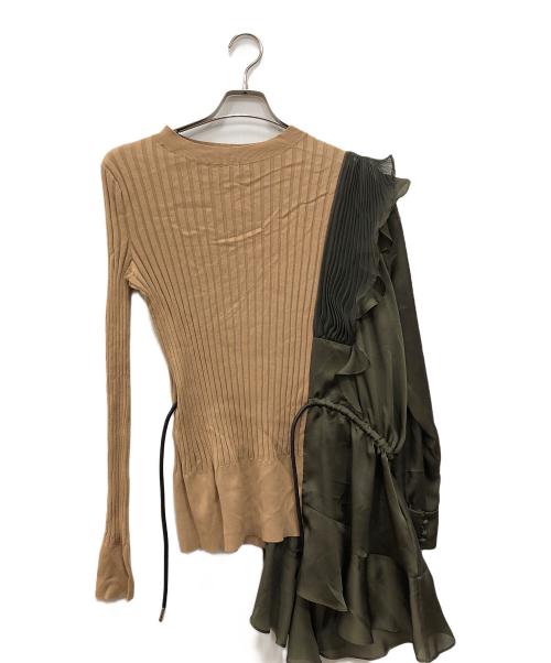 sacai（サカイ）sacai (サカイ) ドッキングニット オリーブ サイズ:2の古着・服飾アイテム