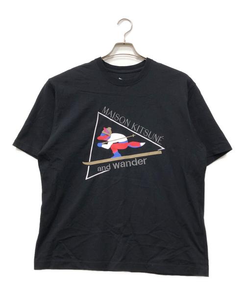 maison kitsune（メゾンキツネ）maison kitsune (メゾンキツネ) and wander (アンドワンダー) Tシャツ ブラック サイズ:5の古着・服飾アイテム