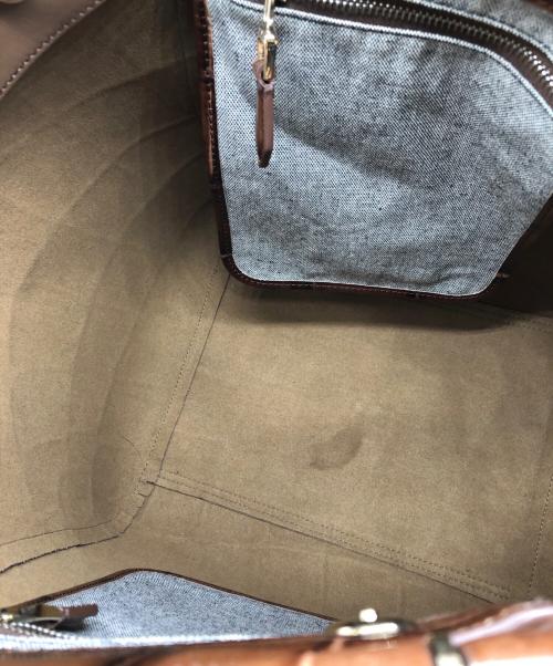 MaxMara（マックスマーラ）MaxMara (マックスマーラ) 型押し2WAYショルダーバッグ ブラウンの古着・服飾アイテム