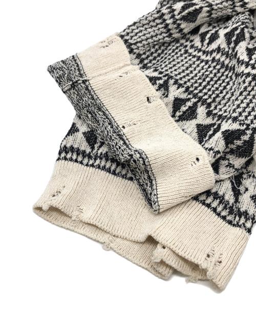 Saint Laurent Paris（サンローランパリ）Saint Laurent Paris (サンローランパリ) ダメージ加工総柄ニット ホワイト サイズ:XSの古着・服飾アイテム