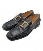 TOD'Sトッズ）の古着「Tタイムレス レザー スクエアトゥシューズ」｜ブラック