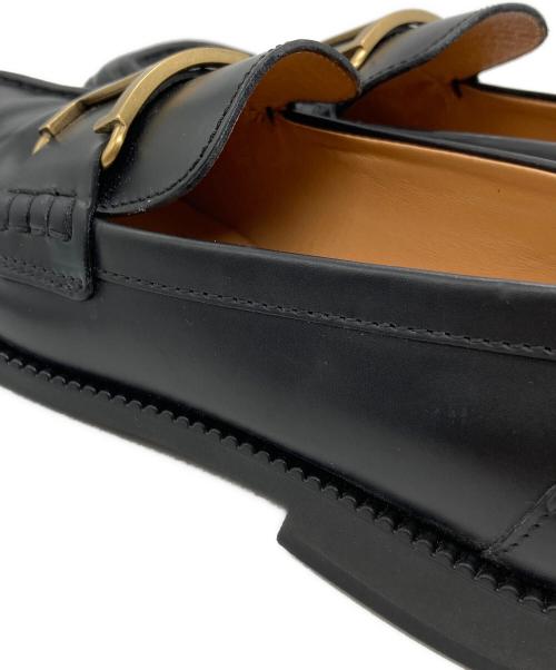 TOD'S（トッズ）TOD'S (トッズ) Tタイムレス レザー スクエアトゥシューズ ブラック サイズ:37の古着・服飾アイテム