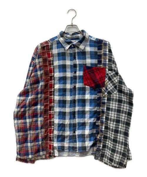Rebuild by Needles（リビルドバイニードルス）Rebuild by Needles (リビルドバイニードルス) パッチワークシャツ ブルー×レッド サイズ:不明の古着・服飾アイテム