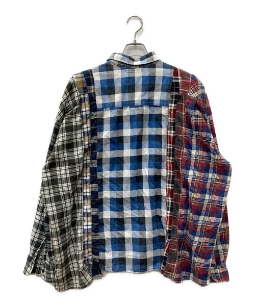 Rebuild by Needles（リビルドバイニードルス）Rebuild by Needles (リビルドバイニードルス) パッチワークシャツ ブルー×レッド サイズ:不明の古着・服飾アイテム