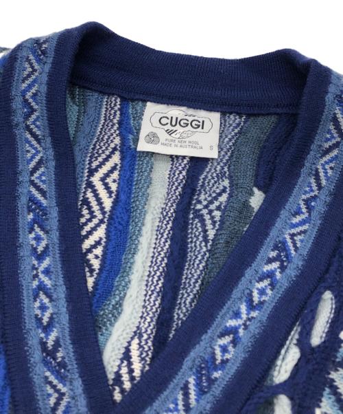CUGGI（クージー）CUGGI (クージー) 3Dニットカーディガン ブルー サイズ:Sの古着・服飾アイテム