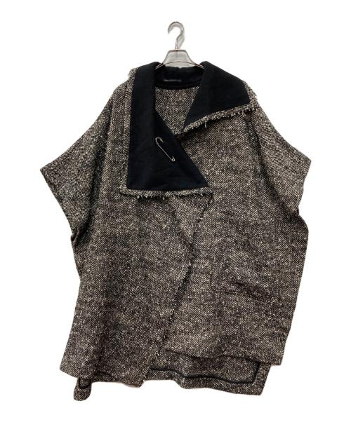 Y's（ワイズ）Y's (ワイズ) ヘリンボーンツイードポンチョ ブラック サイズ:1の古着・服飾アイテム
