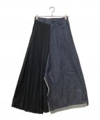 YOHJI YAMAMOTOヨウジヤマモト）の古着「デニム切替ワイドパンツ」｜ブラック