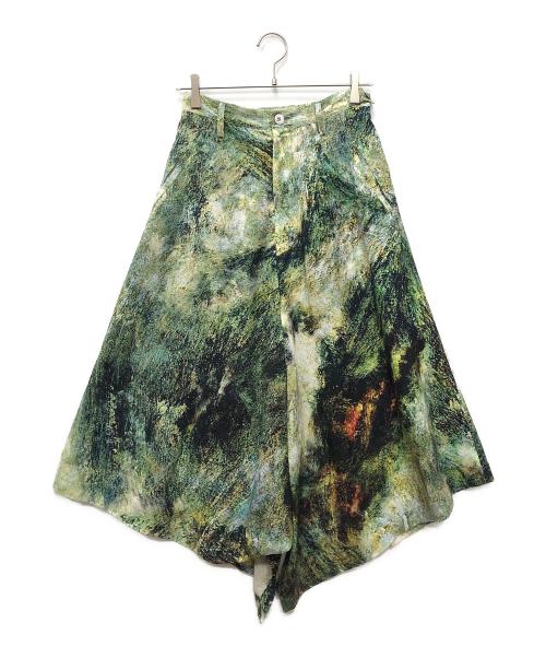 Y's（ワイズ）Y's (ワイズ) 総柄ガウチョパンツ 黄緑 サイズ:1の古着・服飾アイテム