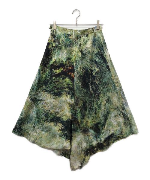 Y's（ワイズ）Y's (ワイズ) 総柄ガウチョパンツ 黄緑 サイズ:1の古着・服飾アイテム