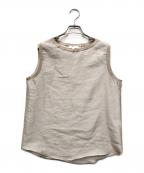 Drawing Numbersドローイングナンバーズ）の古着「シャイニーシースルーノースリーブブラウス」｜ベージュ