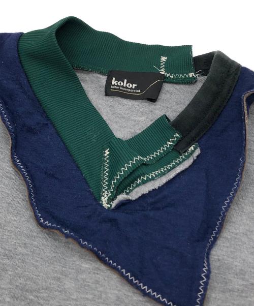 KOLOR（カラー）KOLOR (カラー) 度詰め天竺 CUTSEW デザイン Tシャツ グレー サイズ:2の古着・服飾アイテム