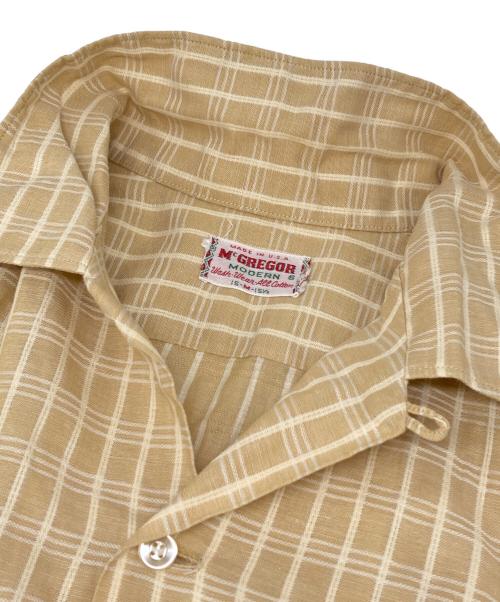 McGREGOR（マックレガー）McGREGOR (マックレガー) チェックジャガードオープンカラーシャツ ベージュ サイズ:Mの古着・服飾アイテム