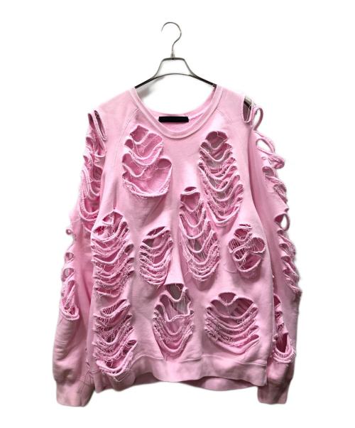 JUN NAKAYAMA（ジュンナカヤマ）JUN NAKAYAMA (ジュンナカヤマ) ダメージ加工スウェット ピンク サイズ:SMの古着・服飾アイテム