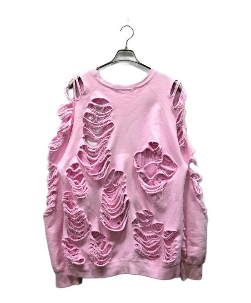 JUN NAKAYAMA（ジュンナカヤマ）JUN NAKAYAMA (ジュンナカヤマ) ダメージ加工スウェット ピンク サイズ:SMの古着・服飾アイテム