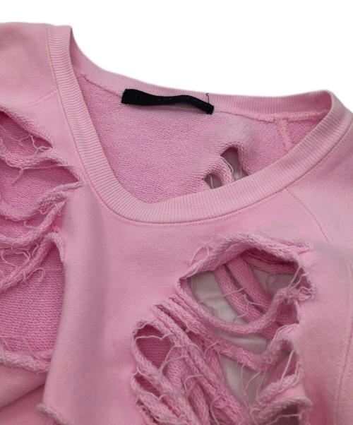 JUN NAKAYAMA（ジュンナカヤマ）JUN NAKAYAMA (ジュンナカヤマ) ダメージ加工スウェット ピンク サイズ:SMの古着・服飾アイテム