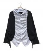 Y'sワイズ）の古着「変形ドッキングシャツ」｜ブラック