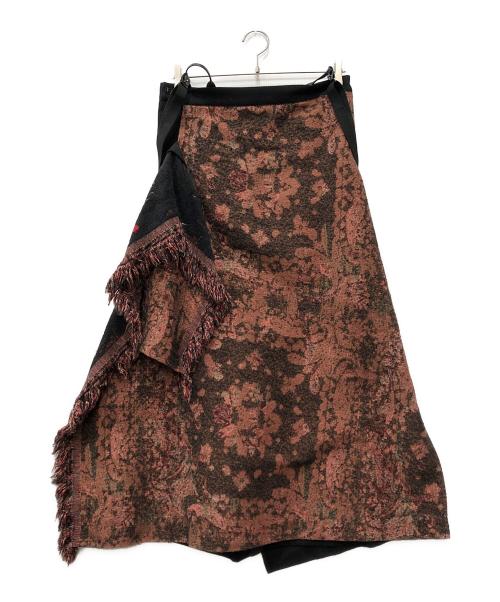 Y's（ワイズ）Y's (ワイズ) ジャガードラップスカート ブラック サイズ:1の古着・服飾アイテム