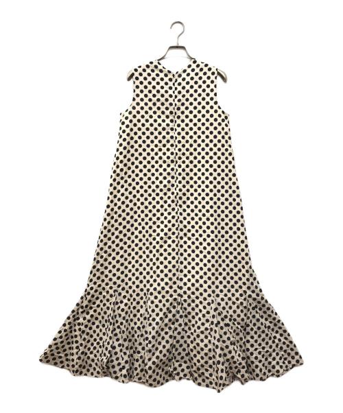 MARIHA（マリハ）MARIHA (マリハ) ドットノースリーブワンピース ベージュ×ブラック サイズ:36Sの古着・服飾アイテム