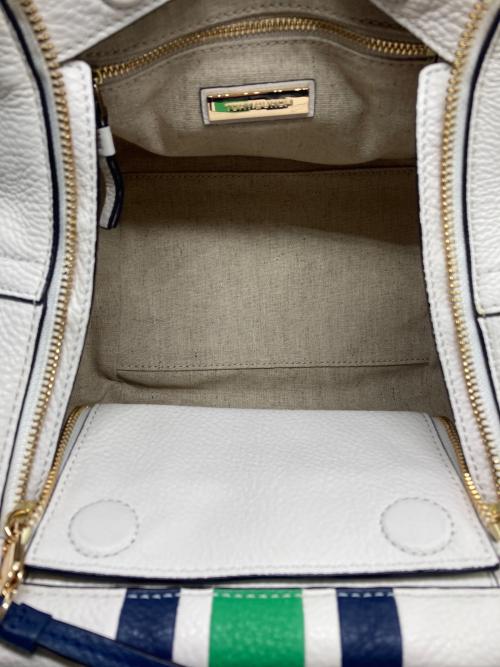 TORY BURCH（トリーバーチ）TORY BURCH (トリーバーチ) ハーフムーンストライプサッチェル ホワイトの古着・服飾アイテム