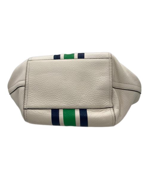 TORY BURCH（トリーバーチ）TORY BURCH (トリーバーチ) ハーフムーンストライプサッチェル ホワイトの古着・服飾アイテム