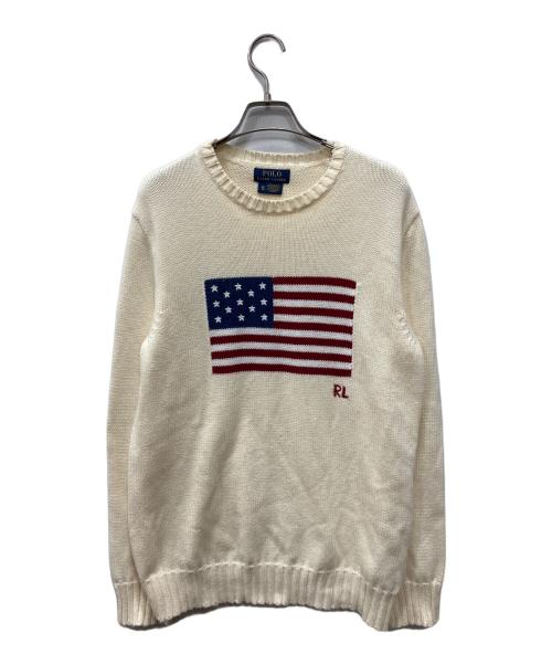POLO RALPH LAUREN（ポロ・ラルフローレン）POLO RALPH LAUREN (ポロ・ラルフローレン) 星条旗 セーター ホワイト サイズ:XSの古着・服飾アイテム