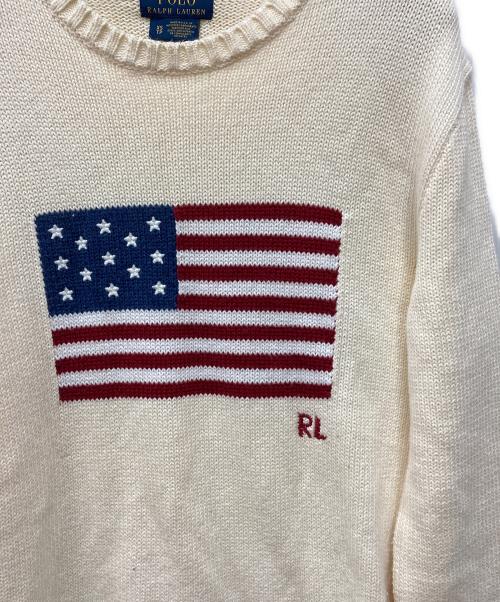POLO RALPH LAUREN（ポロ・ラルフローレン）POLO RALPH LAUREN (ポロ・ラルフローレン) 星条旗 セーター ホワイト サイズ:XSの古着・服飾アイテム