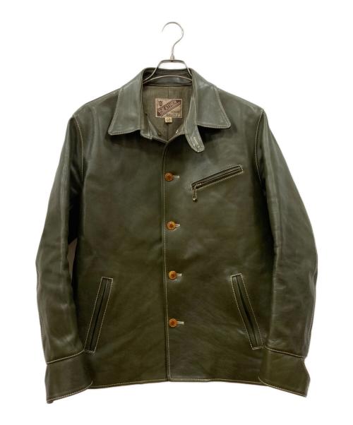 Y'2 leather（ワイツーレザー）Y'2 LEATHER (ワイツーレザー) ECO HORSE LIGHT CAR COAT≪OLIVE≫ グリーン サイズ:40の古着・服飾アイテム