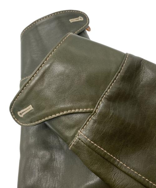 Y'2 leather（ワイツーレザー）Y'2 LEATHER (ワイツーレザー) ECO HORSE LIGHT CAR COAT≪OLIVE≫ グリーン サイズ:40の古着・服飾アイテム