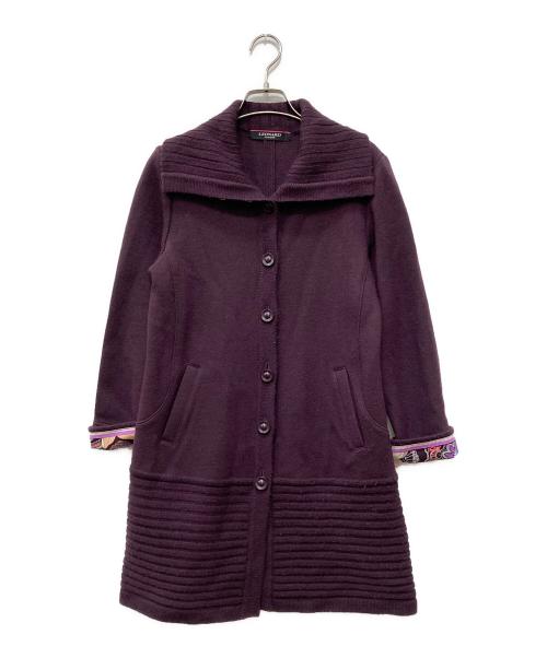 LEONARD（レオナール）LEONARD (レオナール) ニットコート パープル サイズ:38の古着・服飾アイテム