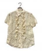 COMME des GARCONS COMME des GARCONSコムデギャルソン コムデギャルソン）の古着「半袖フリルギャザーシルクシャツ」｜アイボリー