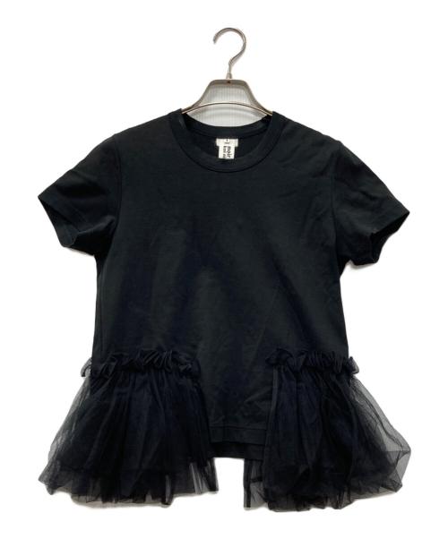 noir kei ninomiya（ノワール ケイ ニノミヤ）noir kei ninomiya (ノワール ケイ ニノミヤ) チュール切替Tシャツ ブラック サイズ:Sの古着・服飾アイテム