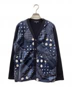 COMME des GARCONSコムデギャルソン）の古着「ドットダイヤパッチワークカーディガン」｜ネイビー
