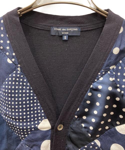 COMME des GARCONS（コムデギャルソン）COMME des GARCONS (コムデギャルソン) ドットダイヤパッチワークカーディガン ネイビー サイズ:Sの古着・服飾アイテム