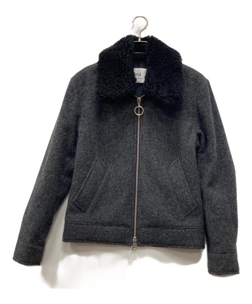 AMI PARIS（アミ パリス）AMI PARIS (アミ パリス) detachable faux-fur collar jacket グレー サイズ:Ｓの古着・服飾アイテム