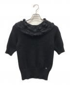 CHANELシャネル）の古着「半袖ボンボンカシミヤニット」｜ブラック