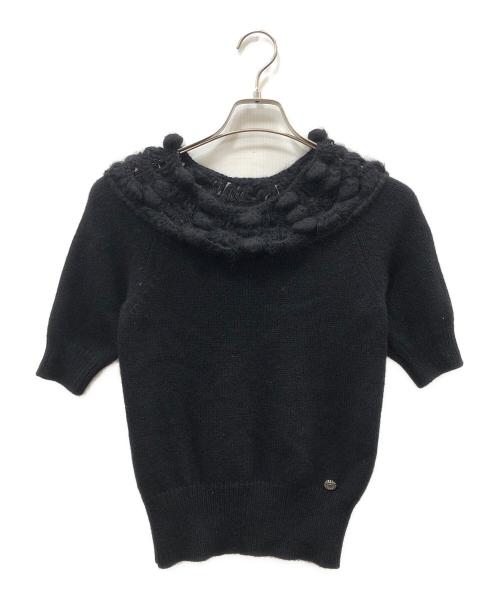 CHANEL（シャネル）CHANEL (シャネル) 半袖ボンボンカシミヤニット ブラック サイズ:38の古着・服飾アイテム