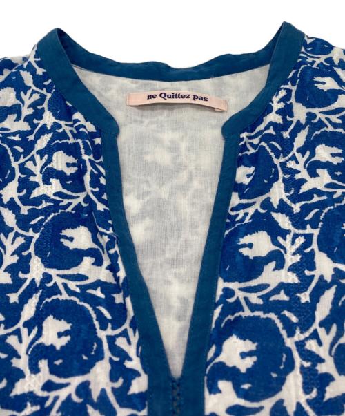 ne quittez pas（ヌキテパ）ne quittez pas (ヌキテパ) COTTON JQD COMBI DRESS ブルー サイズ:Mの古着・服飾アイテム