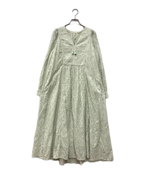 ne quittez pas（ヌキテパ）ne quittez pas (ヌキテパ) コットンフラワーギャザードレス グリーン サイズ:Sの古着・服飾アイテム