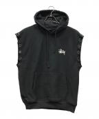 stussy×eYe COMME des GARCONS JUNYAWATANABE MANステューシー×アイ コム デ ギャルソン ジュンヤ ワタナベ マン）の古着「Sweat Parker Custmized」｜ブラック