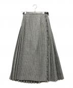 O'NEIL OF DUBLINオニールオブダブリン）の古着「グレンチェックプリーツスカート」｜ブラック