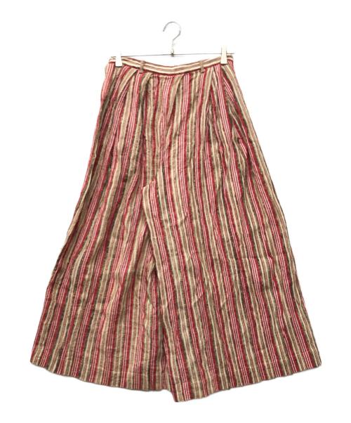 45R（フォーティファイブ・アール）45R (フォーティファイブ・アール) タッサーシルクストライプキュロットパンツ ベージュ サイズ:2の古着・服飾アイテム